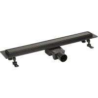 Трап для душа линейный (душевой лоток) Vimarr A-2 516A234003050 400 мм с горизонтальным выходом D50 мм, с решеткой под плитку (перевертыш), черный