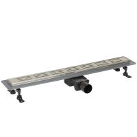 Трап для душа линейный (душевой лоток) Vimarr C-1 516C136011050 600 мм с рамкой из нержавеющей стали, с горизонтальным выходом D50 мм, с решеткой хром