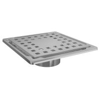 Трап квадратный душевой Vimarr H-1 515H141511050 15х15 см с рамкой из нержавеющей стали, с вертикальным выходом D50 мм, решетка хром