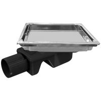 Трап квадратный душевой Vimarr T-2 515T231011050 10х10 см с рамкой из нержавеющей стали, с горизонтальным выходом D50 мм, решетка под плитку (перевертыш)