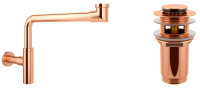 Набор 2 в 1 Vimarr Drainage 5180084501, сифон для раковины, донный клапан с переливом, розовое золото