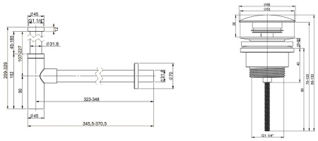 Набор 2 в 1 Vimarr Drainage 5180073003, сифон для раковины, донный клапан, матовый черный