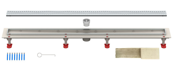 Трап линейный (душевой лоток) Vimarr A.1 517A45011050 500 мм с вертикальным выходом D50 мм, с решеткой хром