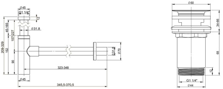 Набор 2 в 1 Vimarr Drainage 5180071004, сифон, выпуск для раковины, хром
