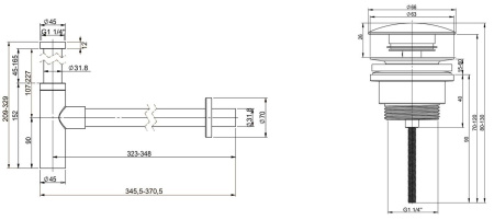 Набор 2 в 1 Vimarr Drainage 5180074003, сифон для раковины, донный клапан универсальный, золото