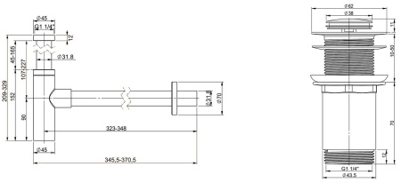 Набор 2 в 1 Vimarr Drainage 5180071002, сифон для раковины, донный клапан без перелива, хром