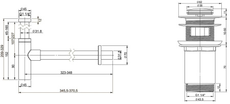 Набор 2 в 1 Vimarr Drainage 5180071001, сифон для раковины, донный клапан с переливом, хром