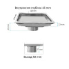 Трап квадратный душевой Vimarr F-2 515F241511050 15х15 см с рамкой из нержавеющей стали, с вертикальным выходом D50 мм, решетка под плитку (перевертыш)
