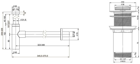 Набор 2 в 1 Vimarr Drainage 5180074002, сифон для раковины, донный клапан без перелива, золото