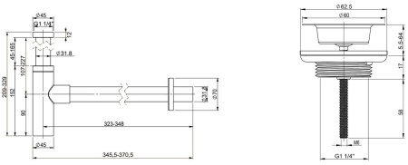 Набор 2 в 1 Vimarr Drainage 5180071005, сифон, выпуск для раковины универсальный, хром