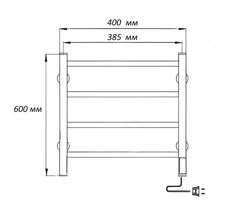 Полотенцесушитель электрический профильный Vimarr Kaskad LNK-VMRKePT46WM 400х600 лесенка, белый матовый