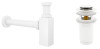Набор 2 в 1 Vimarr Drainage 5180052001, сифон для раковины, донный клапан с переливом, матовый белый